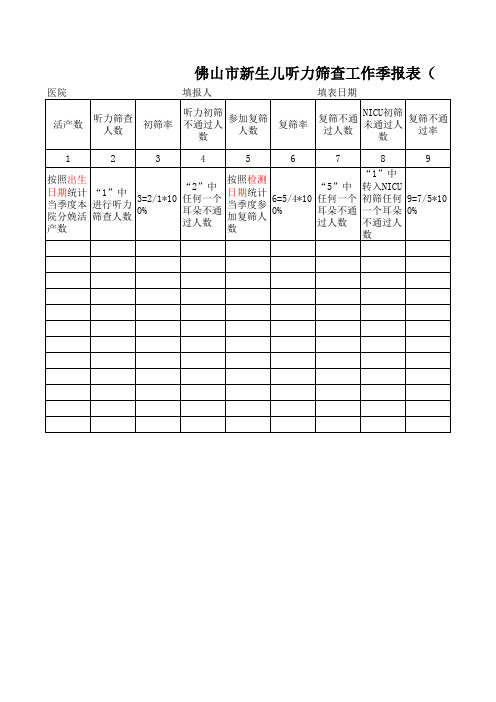 听力筛查诊断报表及相关逻辑说明