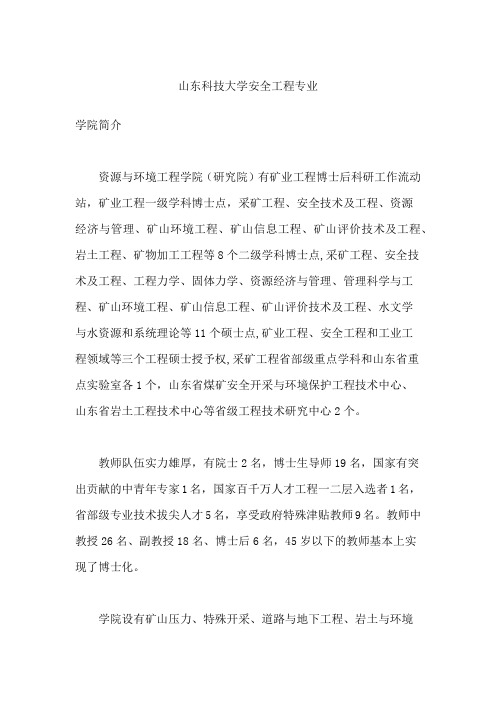 山东科技大学安全工程专业