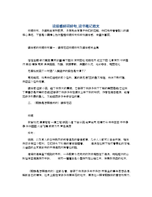 读后感好词好句_读书笔记范文
