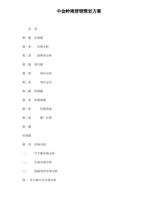 中金岭南营销策划方案