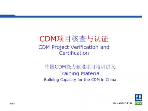 中国CDM能力建设项目培训讲义：CDM项目核查与认证 ppt