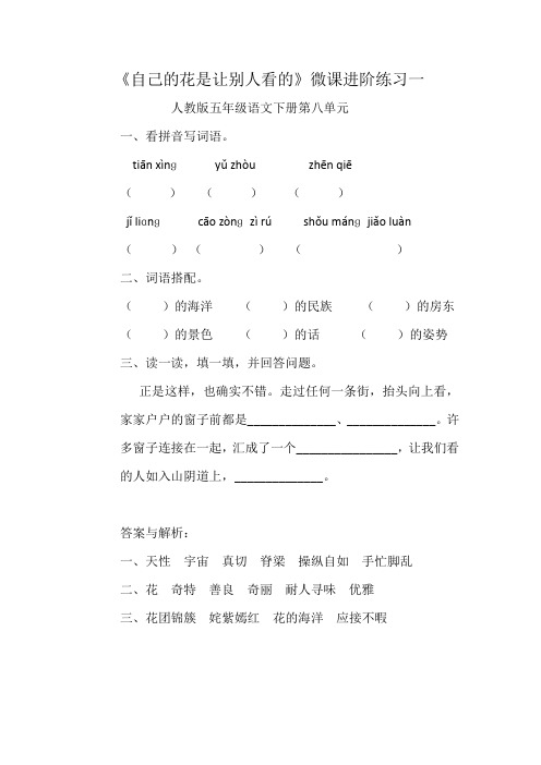 语文人教版五年级下册进阶练习