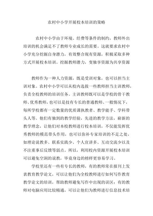 农村中小学开展校本培训的策略
