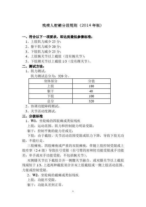 残疾人射箭体育医学分级规则