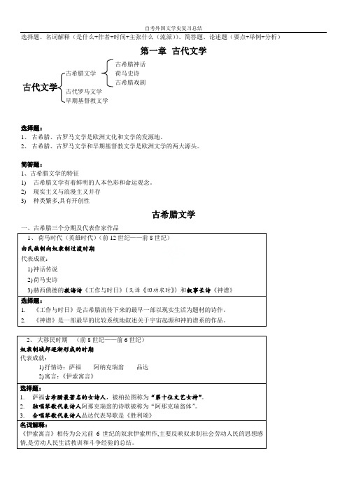 自考外国文学史复习总结