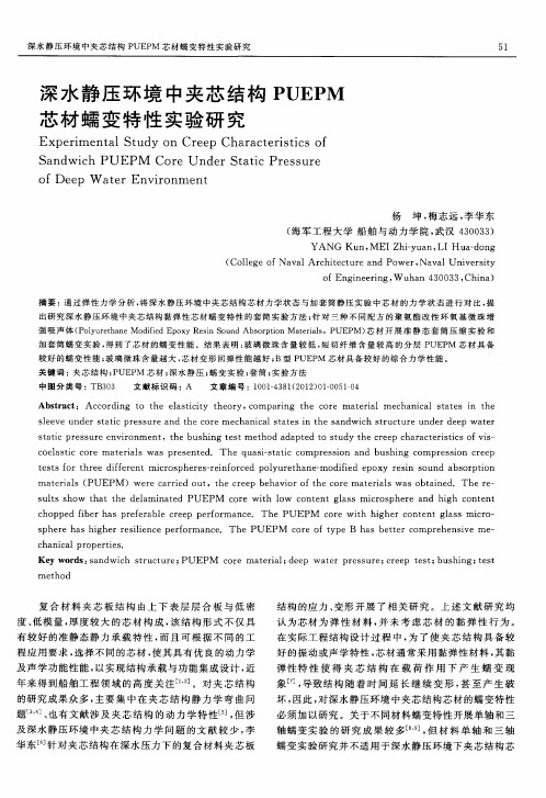 深水静压环境中夹芯结构PUEPM芯材蠕变特性实验研究