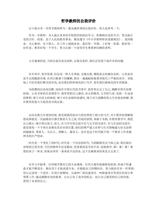 哲学教师的自我评价