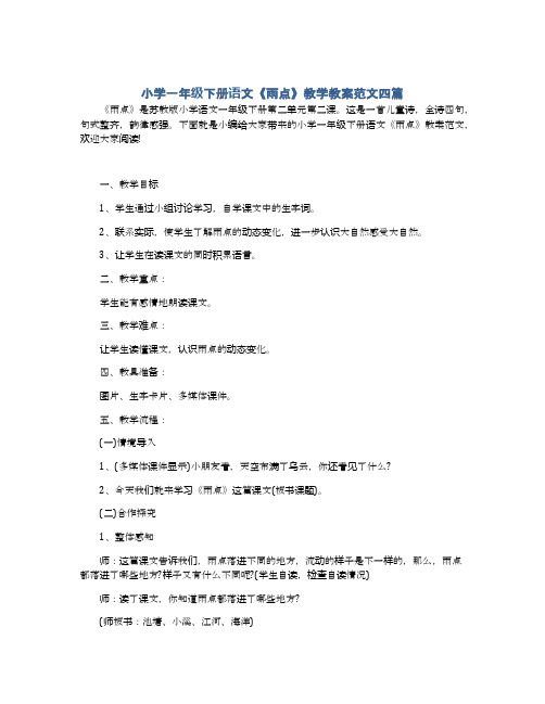 小学一年级下册语文《雨点》教学教案范文四篇