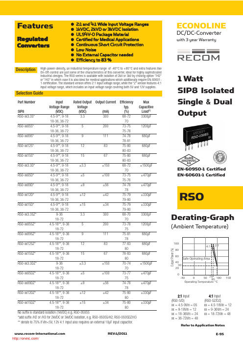 RSO-0505S;RSO-0505D;RSO-2412DZ;RSO-2405SZH3;RSO-243.3S;中文规格书,Datasheet资料