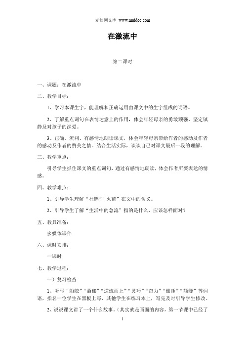 在激流中第二课时