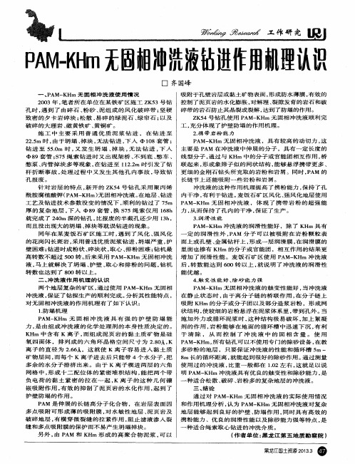 PAM-KHm无固相冲洗液钻进作用机理认识