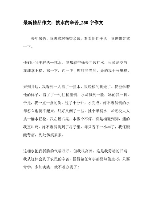 最新精品作文：挑水的辛苦_250字作文-教育作文文档