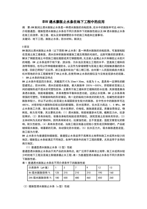 遇水膨胀止水条材料性能及施工工艺