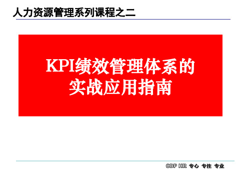 KPI的绩效管理体系的实战应用指南