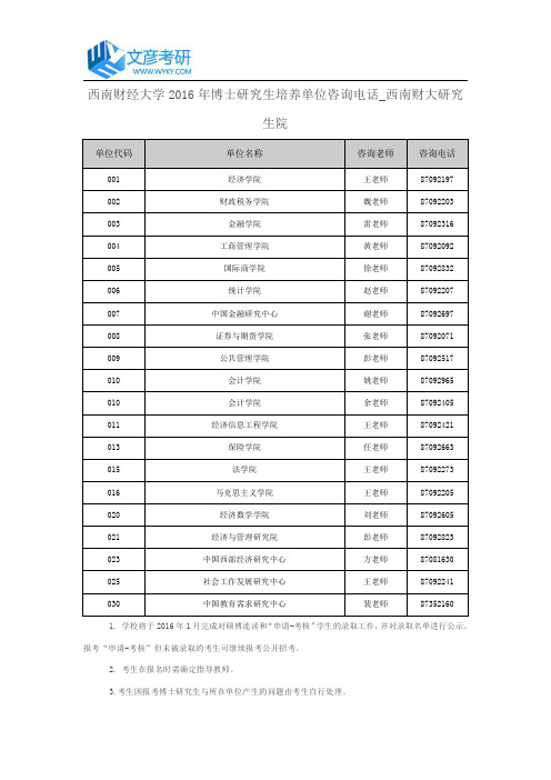 西南财经大学2016年全国招收攻读硕士学位研究生简章_西南财经大学研究生院