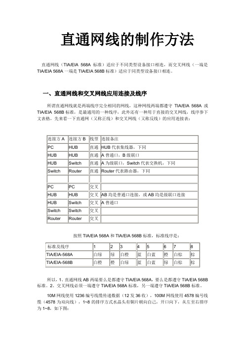 直通网线的制作方法