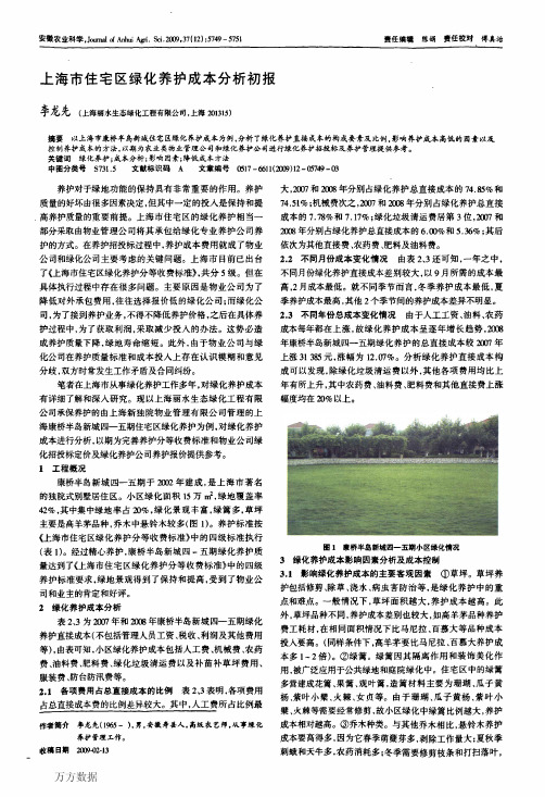 上海市住宅区绿化养护成本分析初报