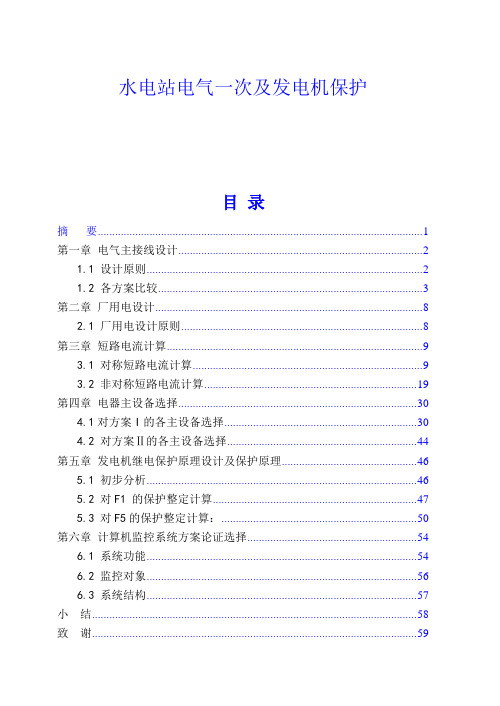 水电站电气一次及发电机保护