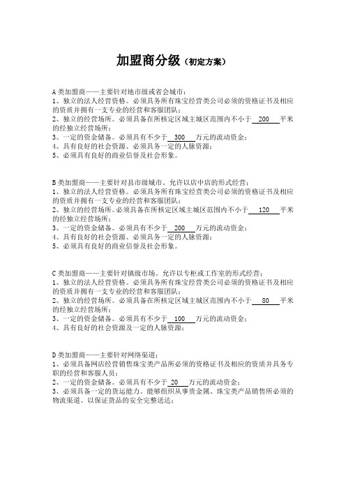 加盟商家分级