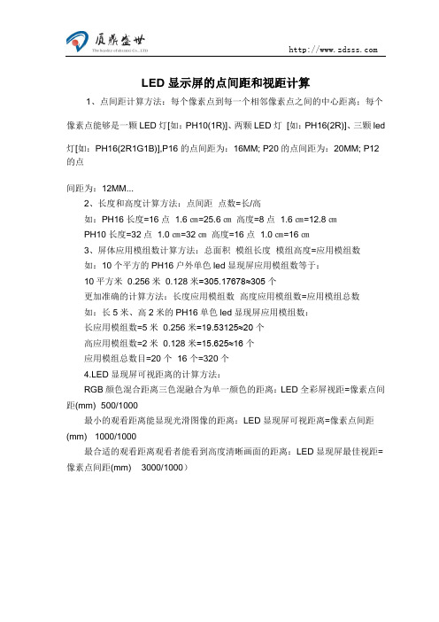 LED显示屏的点间距和视距计算