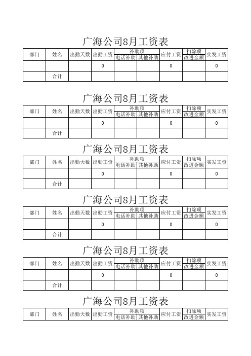 工资表模板
