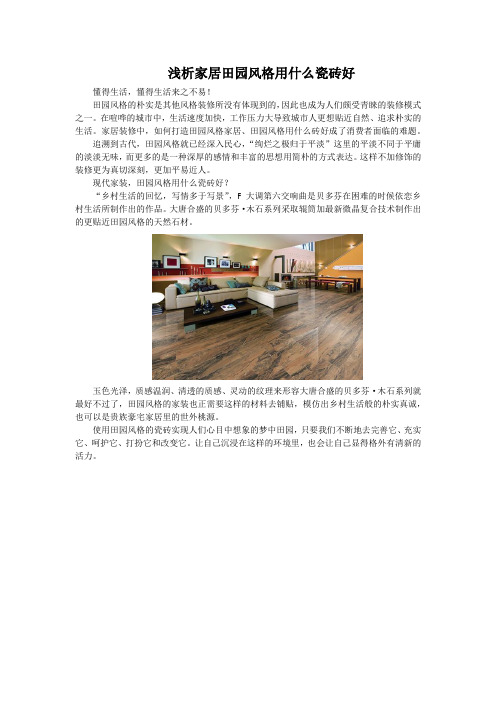 浅析家居田园风格用什么瓷砖好