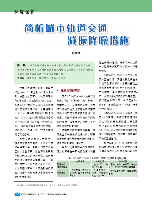 城市轨道交通减振降噪措施