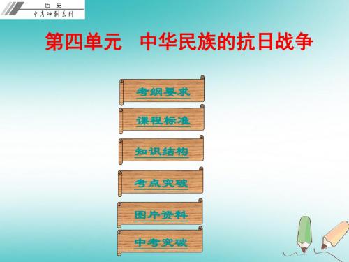 广东省2018年中考历史总复习冲刺第二部分中国近代史第四单元中华民族的抗日战争课件