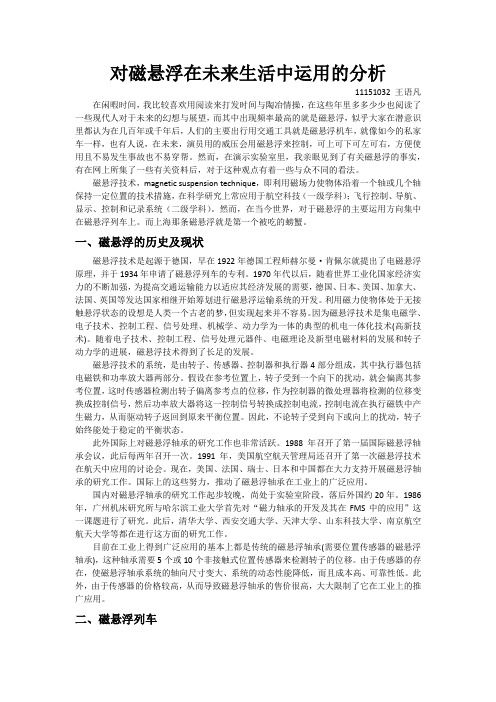 对磁悬浮在未来生活中运用的分析