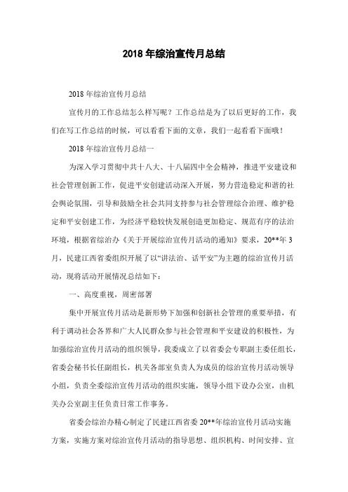 2018年综治宣传月总结