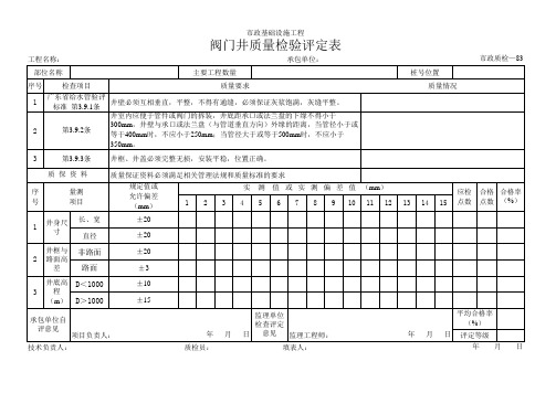 【工程表格模板】阀门井质量检验评定表