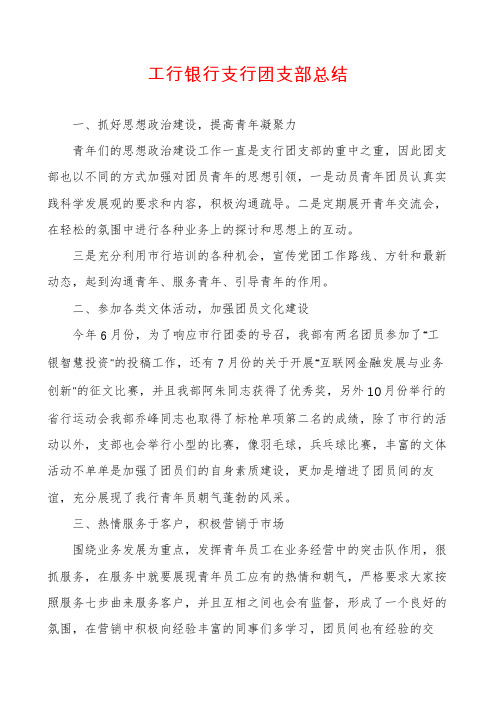 工行银行支行团支部总结