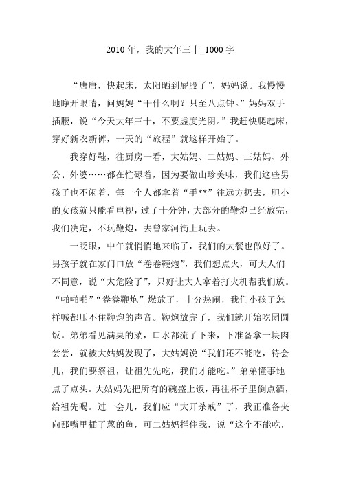 2010年,我的大年三十_1000字