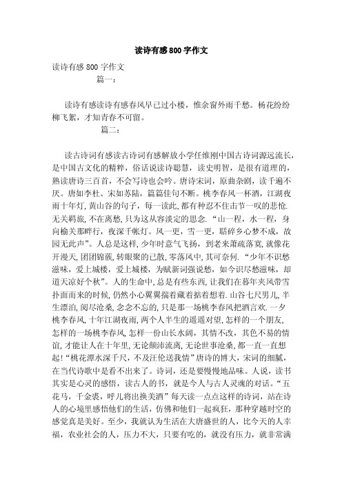 读诗有感800字作文