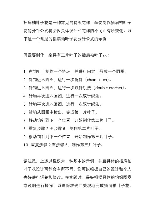 插肩袖叶子花的分针公式？