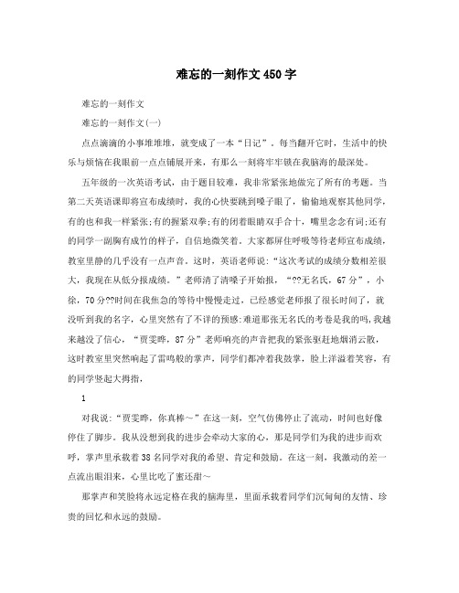 难忘的一刻作文450字