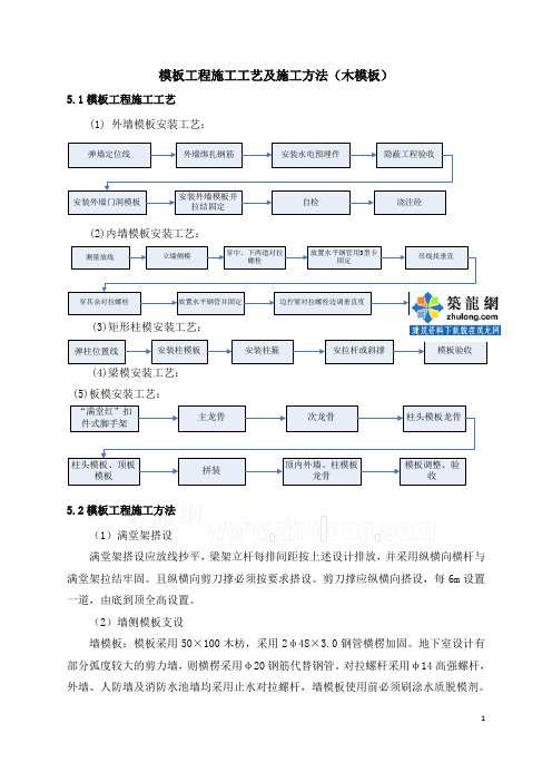 模板工程施工工艺及施工方法(木模板)