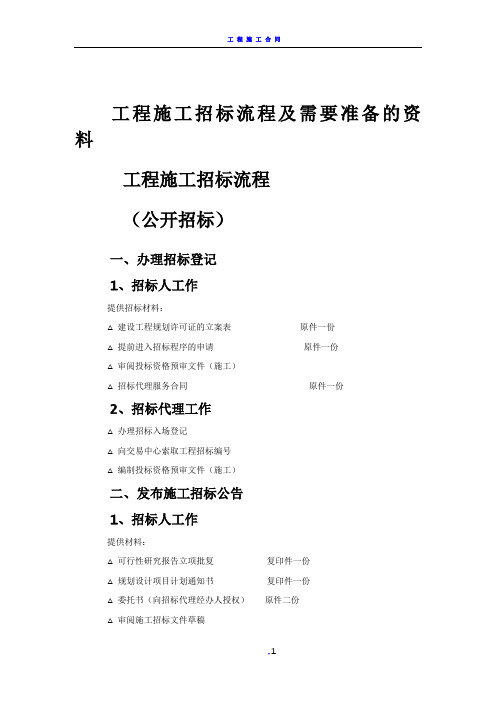 工程施工招标流程及需要准备的资料、甲方招标主要流程和评价方法、建设工程项目招标程序