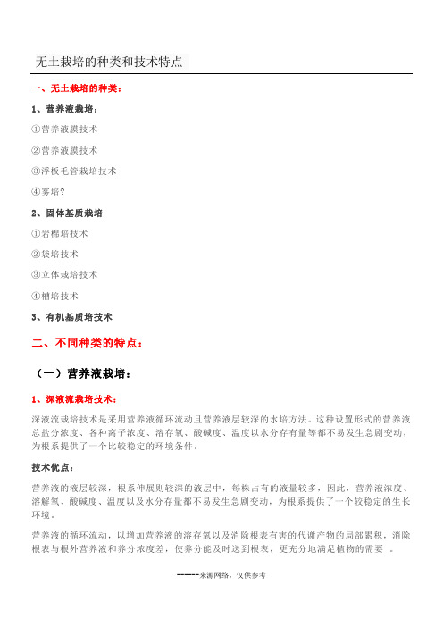 无土栽培的种类和技术特点