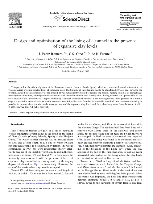 Design and optimisation of the lining of a tunnel in the presence of expansive clay levels