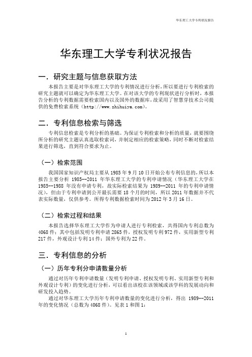 华东理工大学专利状况报告