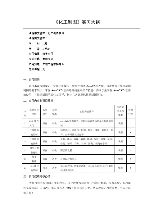 化工制图实习大纲