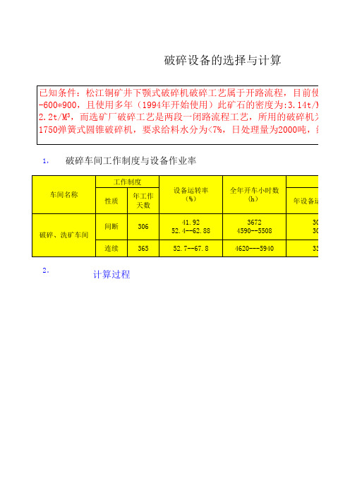 破碎设备的选择与计算