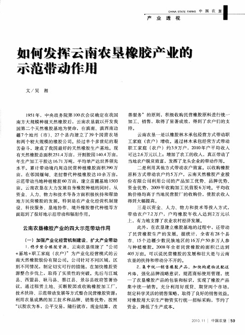 如何发挥云南农垦橡胶产业的示范带动作用