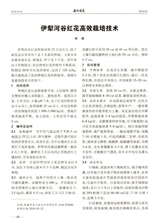 伊犁河谷红花高效栽培技术