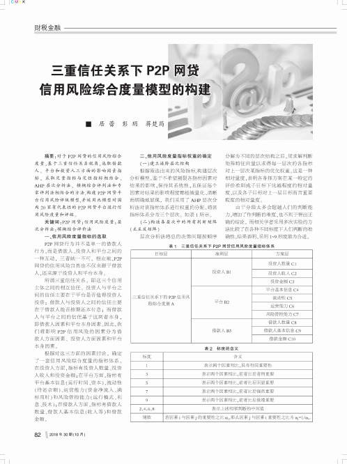三重信任关系下P2P网贷信用风险综合度量模型的构建