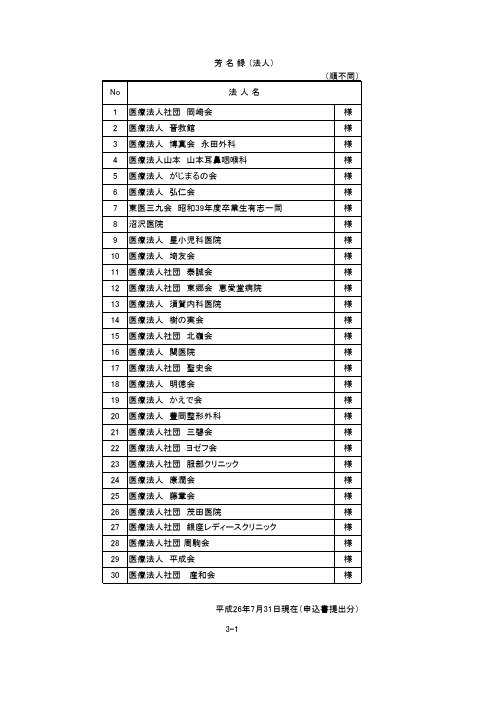 芳 名 录 (法人) (顺不同) - 东京医科大学