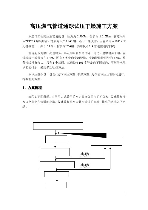 燃气管道通球试压方案