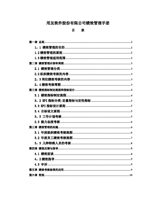 用友软件股份有限公司绩效管理手册1101