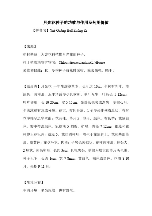 月光花种子的功效与作用及药用价值